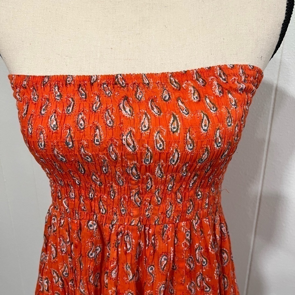 Evergreen smocked strapless boho coverup versatile dress - Picture 3 of 6